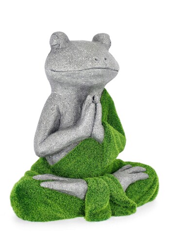 Decoratiune de gradina Sitting Yoga Frog, Bizzotto, 35x23x28 cm, magneziu, Verde