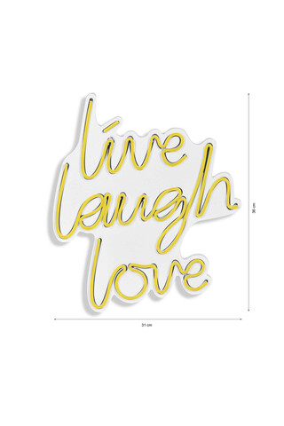 Decoratiune luminoasa LED, Live Laugh Love, Benzi flexibile de neon, DC 12 V, Galben