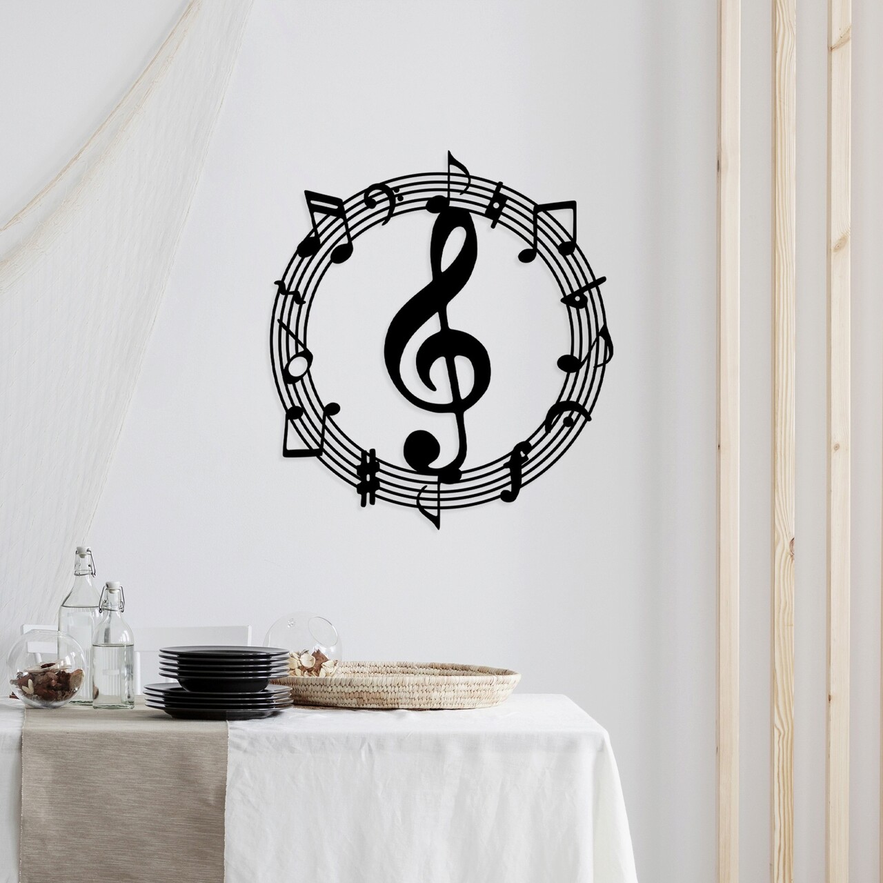 Decoratiune de perete, Musical 2, Metal, Dimensiune: 63 x 70 cm, Negru