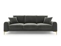 Canapea, Madara, Mazzini Sofas, 4 locuri, gold legs, 237x102x90 cm, catifea, gri inchis