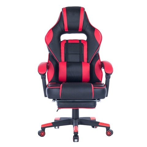 Scaun gaming, Rayan, L.70 l.69 H.122-130, piele ecologica/plastic/metal, rosu/negru