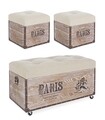 Set 3 cufere Travel Paris, Bizzotto, 80x40x44 cm, MDF/poliester, bej inchis