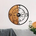 Ceas de perete, Wooden Clock, Lemn/metal, ø56 cm, Nuc / Negru