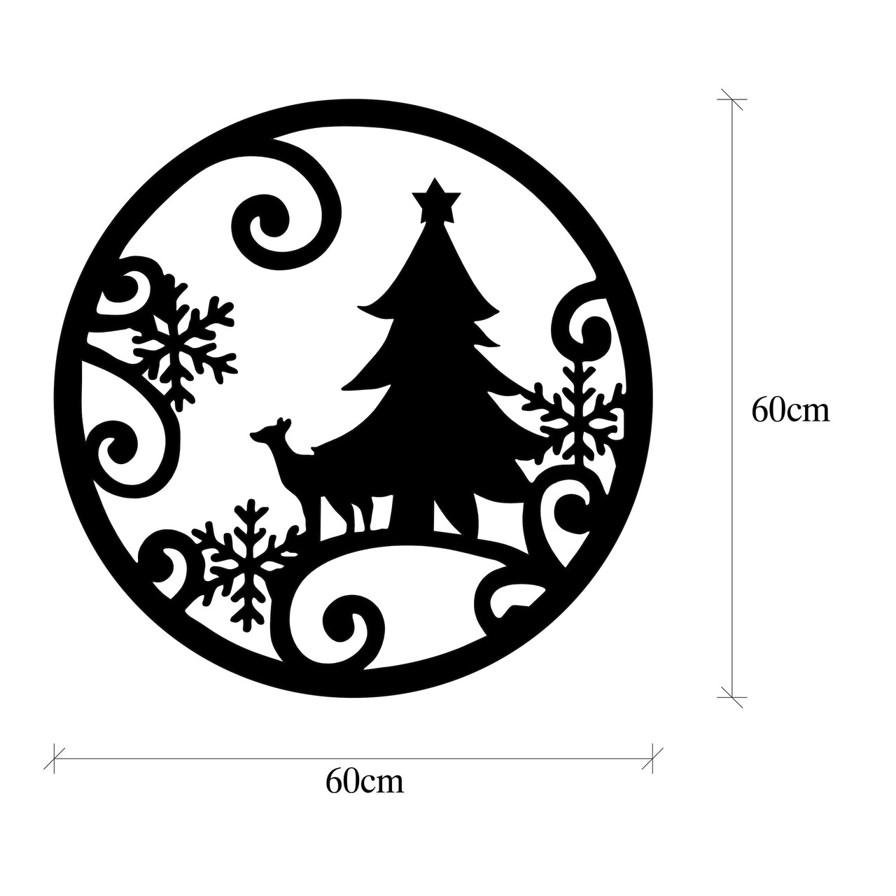 Decoratiune de luminoasa XMASBLACK-027, Tanelorn, 60x60 cm, metal, negru - 2 | YEO