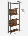 Biblioteca Vasagle, 60x24x186 cm, PAL/otel, maro rustic