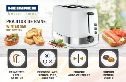 Prajitor de paine Heinner, 850 W, 7 nivele, alb