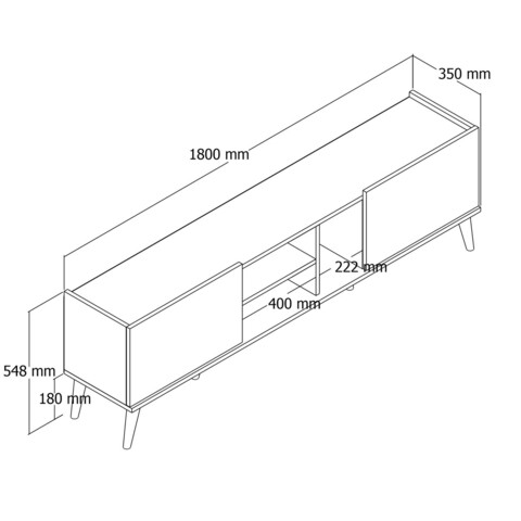 Comoda TV, Mezza, Lotus, 180x52x34 cm, Stejar