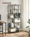 Biblioteca Geometric, Vasagle, 80x30x180 cm, PAL/otel, maro rustic