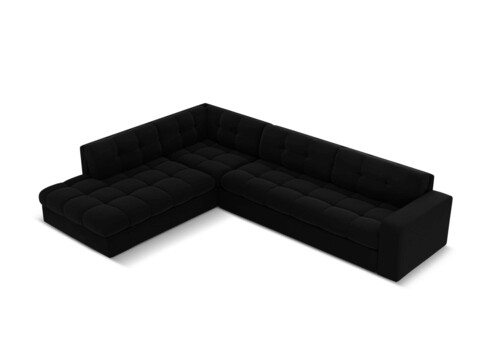 Coltar stanga 5 locuri, Justin, Micadoni Home, BL, 236x199x72 cm, catifea, negru