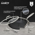 Tigaie Wok 4.5 L, Titanium, Cooking by Heinner, 30x8.5 cm, inox/sticla, argintiu