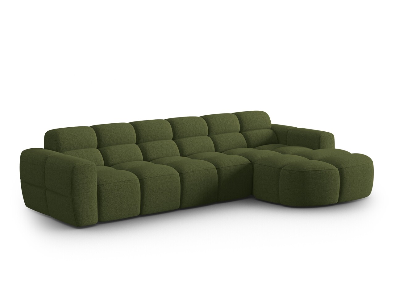 Coltar dreapta 4 locuri, Lisa-193, Micadoni Home, 310x170x77 cm, tesatura structurata, verde melange - 1 | YEO