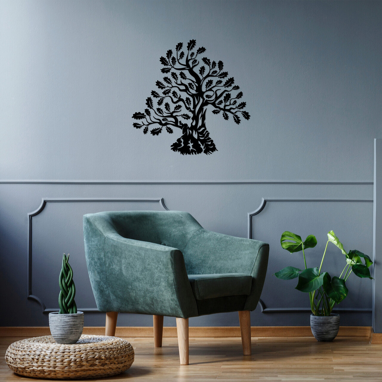 Decoratiune de perete, Monumental Tree 6, Metal, Dimensiune: 70 x 68 cm, Negru - 1 | YEO