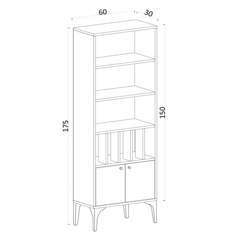 Corp biblioteca, Emerald, Spica, 60x175x30 cm, Alb