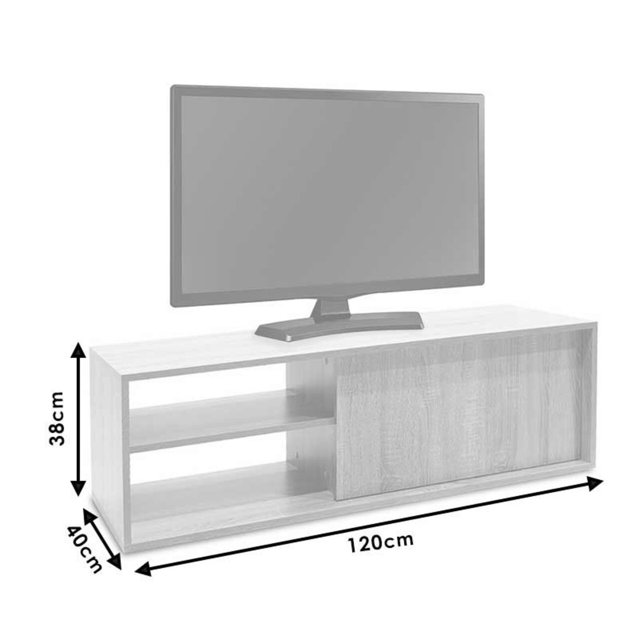 Comoda TV Eco, Pakoworld, 120x40x38 cm, PAL melaminat, sonoma