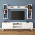 Comoda TV cu 3 rafturi de perete M5 - 239, Wren, 180 x 35 x 48.6 cm/90 cm/133 cm, white