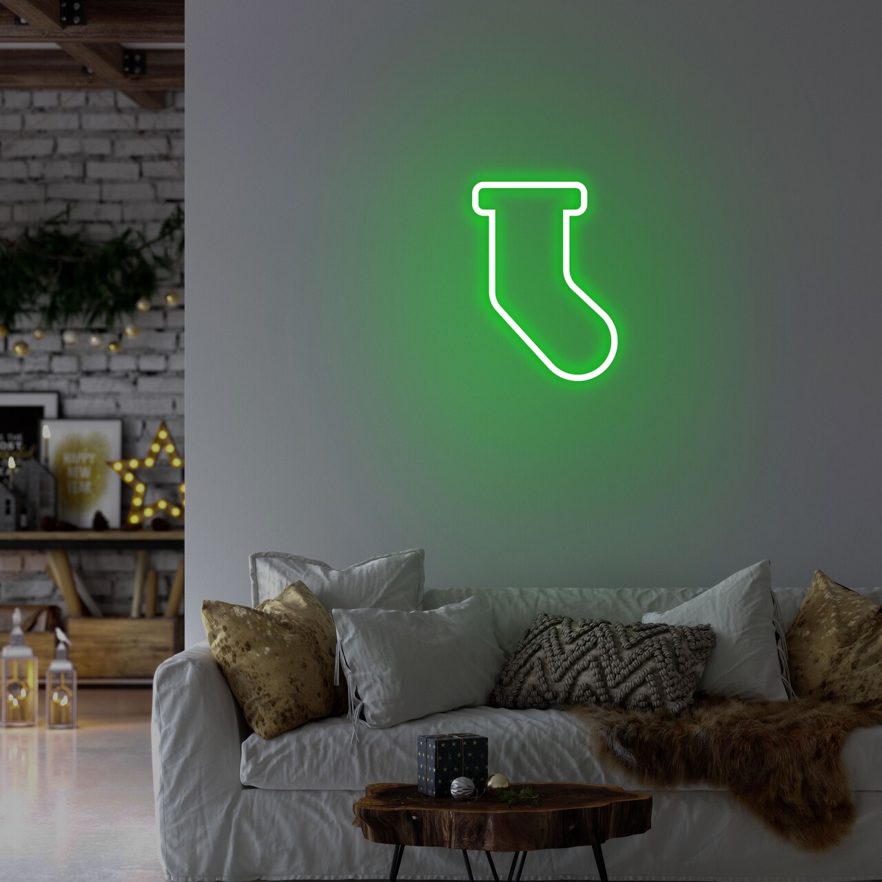 Lampa de perete Socks, Neon Graph, 18x24x2 cm, verde