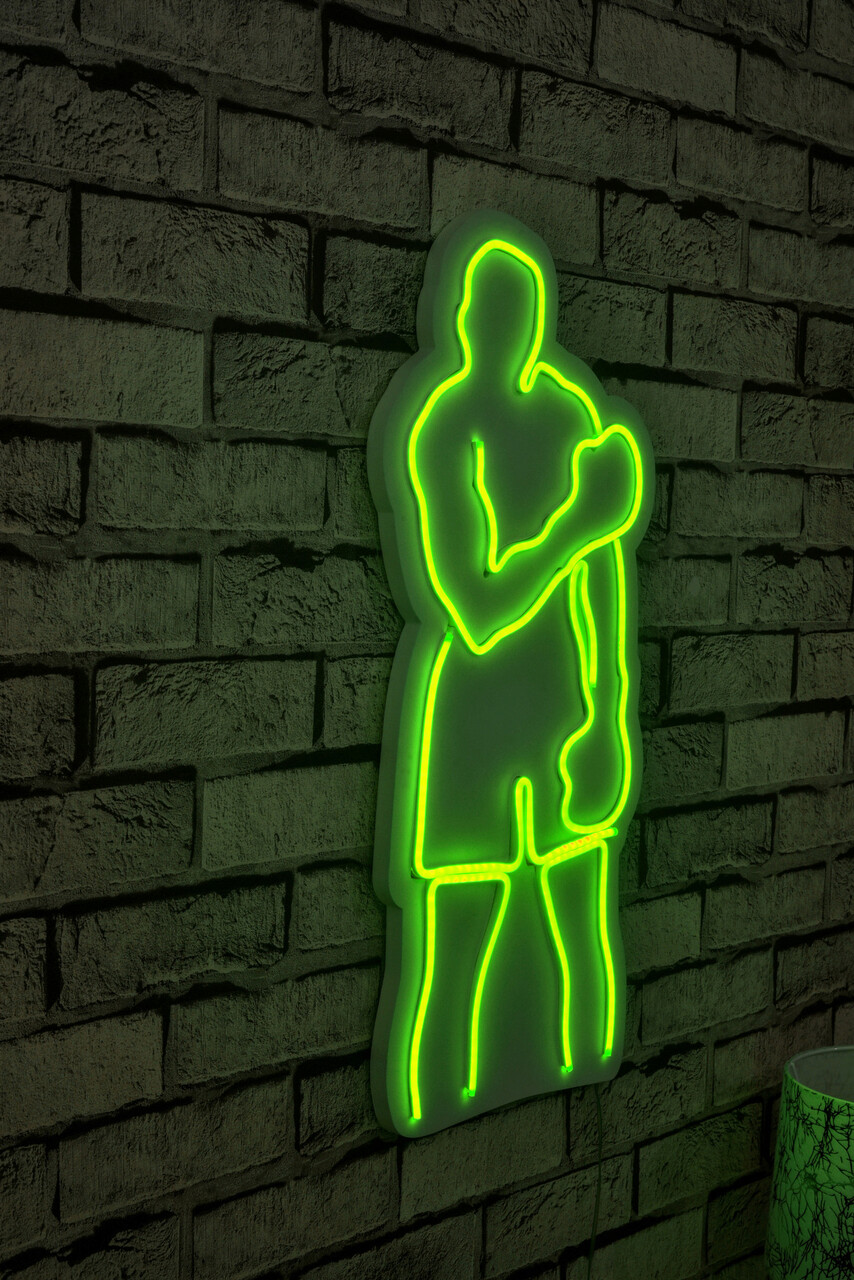 Decoratiune luminoasa LED, Muhammed Ali, Benzi flexibile de neon, DC 12 V, Verde