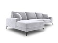 Coltar stanga, Madara, Mazzini Sofas, 5 locuri, 254x182x90 cm, catifea, argintiu