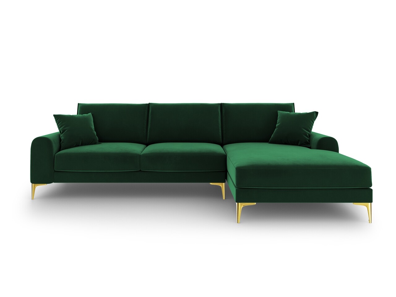 Coltar dreapta, Madara, Mazzini Sofas, 5 locuri, gold legs, 254x182x90 cm, catifea, verde bottle - 1 | YEO