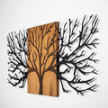 Decoratiune de perete, Tree, 50% lemn/50% metal, Dimensiune: 150 x 3 x 70 cm, Nuc negru