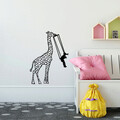 Decoratiune de perete, Girl Swinging Giraffe, Metal, Dimensiune: 51 x 70 cm, Negru