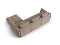 Coltar modular reversibil 2 locuri, Bloom-184, Micadoni Home, 332x216x95 cm, catifea, maro deschis