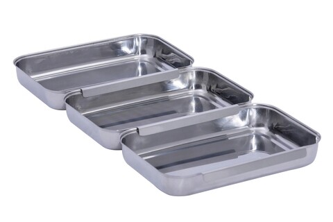 Set 3 tavi Maximex, Batter, 22x15.7x3.2 cm, inox, argintiu