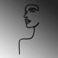 Decoratiune de perete, Woman Profile, Metal, Dimensiune: 42 x 100 cm, Negru