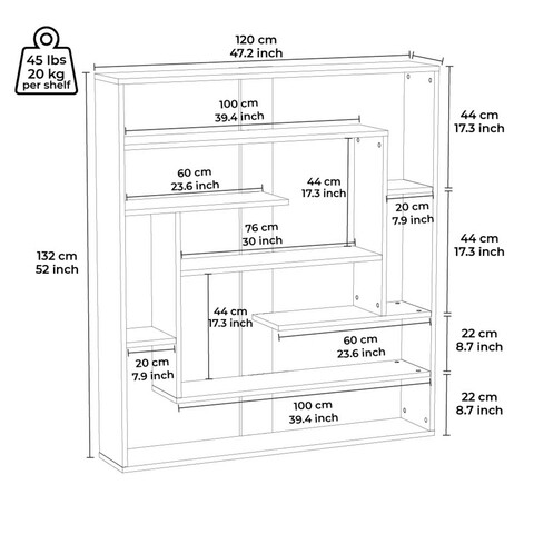 Corp biblioteca, Minima, Sebastian, 120x132x22 cm, Alb