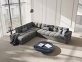 Coltar stanga 5 locuri, Justin, Micadoni Home, BL, 236x199x72 cm, catifea, gri deschis