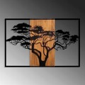 Decoratiune de perete, Acacia Tree, Lemn/metal, 90 x 58 cm, Nuc / Negru