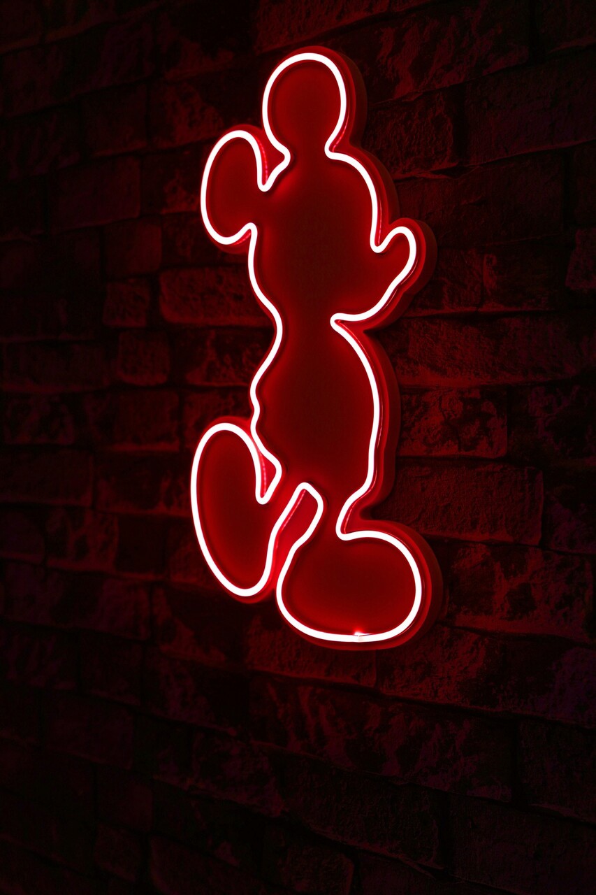 Decoratiune luminoasa LED, Mickey Mouse, Benzi flexibile de neon, DC 12 V, Rosu