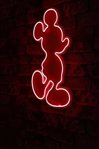 Decoratiune luminoasa LED, Mickey Mouse,  Benzi flexibile de neon, DC 12 V, Rosu