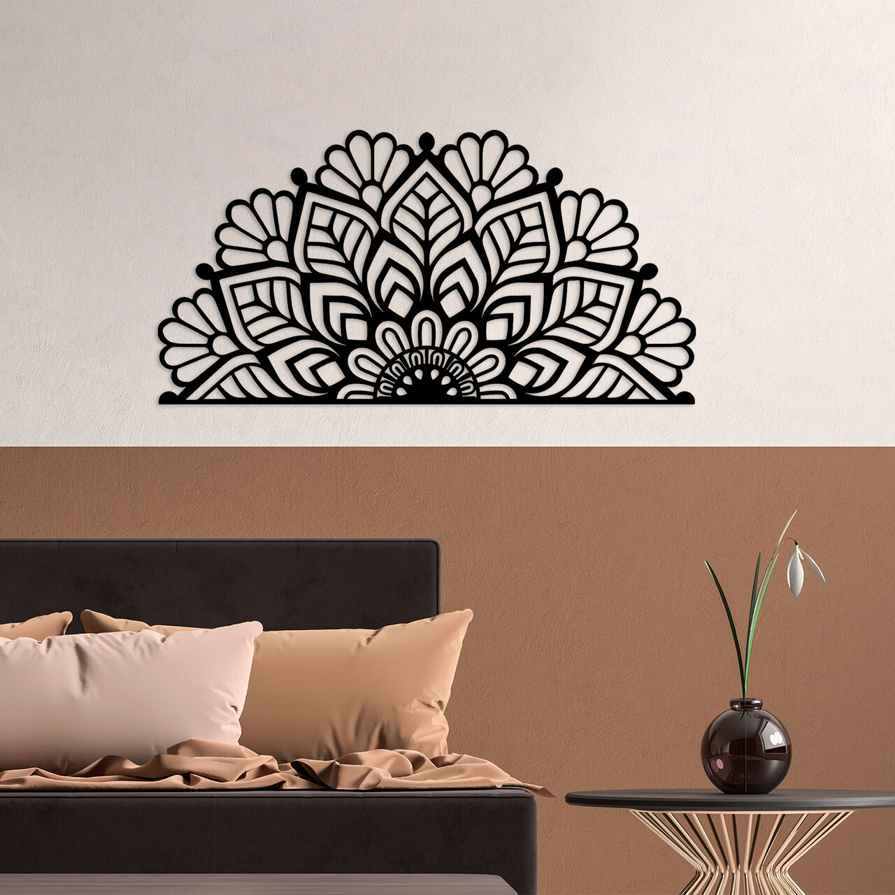 Decoratiune de perete, Mandala-S-2, Metal, Dimensiune: 117 x 1,5 x 59 cm, Negru - 2 | YEO