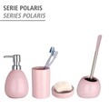 Perie pentru toaleta cu suport Polaris, Wenko, 15x14.5x36 cm, ceramica, roz pudra