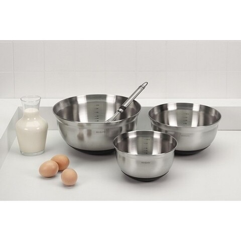 Set 3 boluri pentru mixare gradate, Brabantia, 1 L + 1.6 L + 3 L, inox