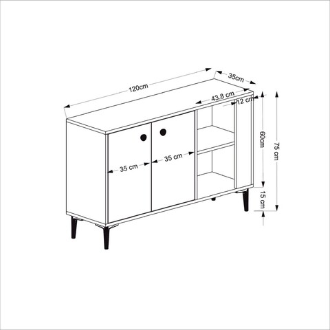 Consola, Olivia, Sahra, 120x75x35 cm, PAL, Alb negru