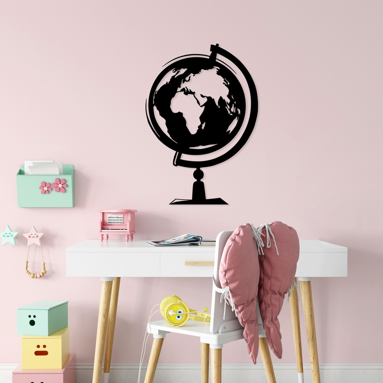 Decoratiune de perete, World Map 3, Metal, Dimensiune: 44 x 70 cm, Negru - 2 | YEO