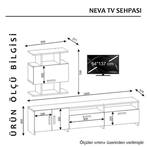 Comoda TV, Woody Fashion, Neva, PAL, Alb