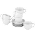 Set de cafea 12 piese Glamour, Ambition, 240 ml, alb/argintiu