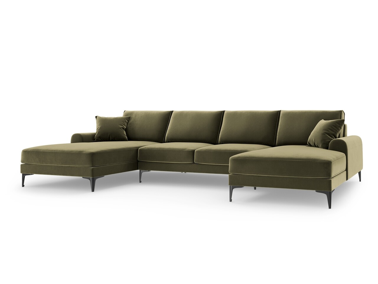 Coltar panoramic, Madara, Mazzini Sofas, 6 locuri, 334x182x90 cm, catifea, verde - 1 | YEO