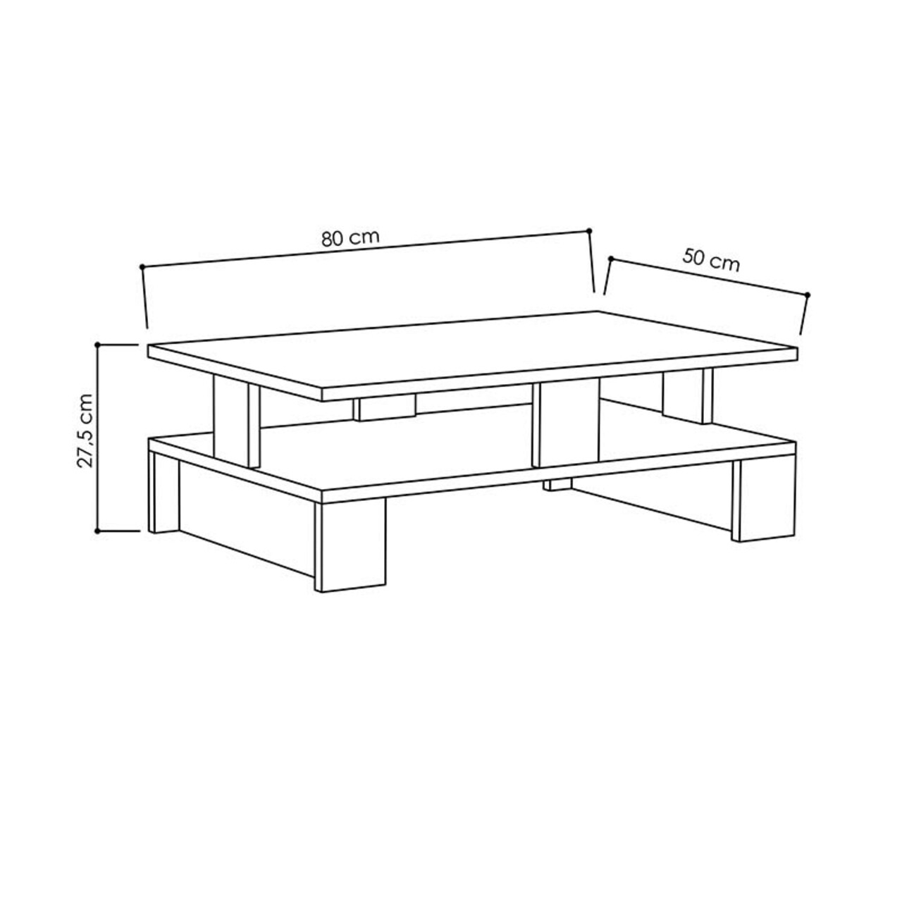 Masuta de cafea Mansu, Pakoworld, 80x50x27.5 cm, PAL melaminat, carbune