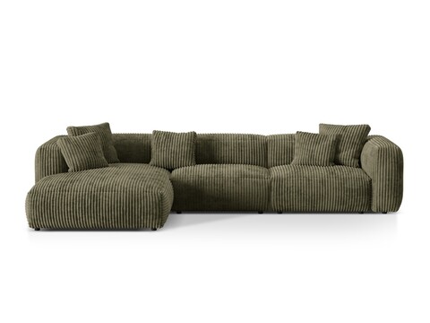 Coltar modular stanga 3 locuri, Martina-212, Micadoni Home, 332x176x75 cm, velur, verde muschi