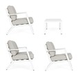 Set mobilier pentru gradina/terasa 4 piese Harley, Bizzotto, aluminiu/tesatura ofelin, alb