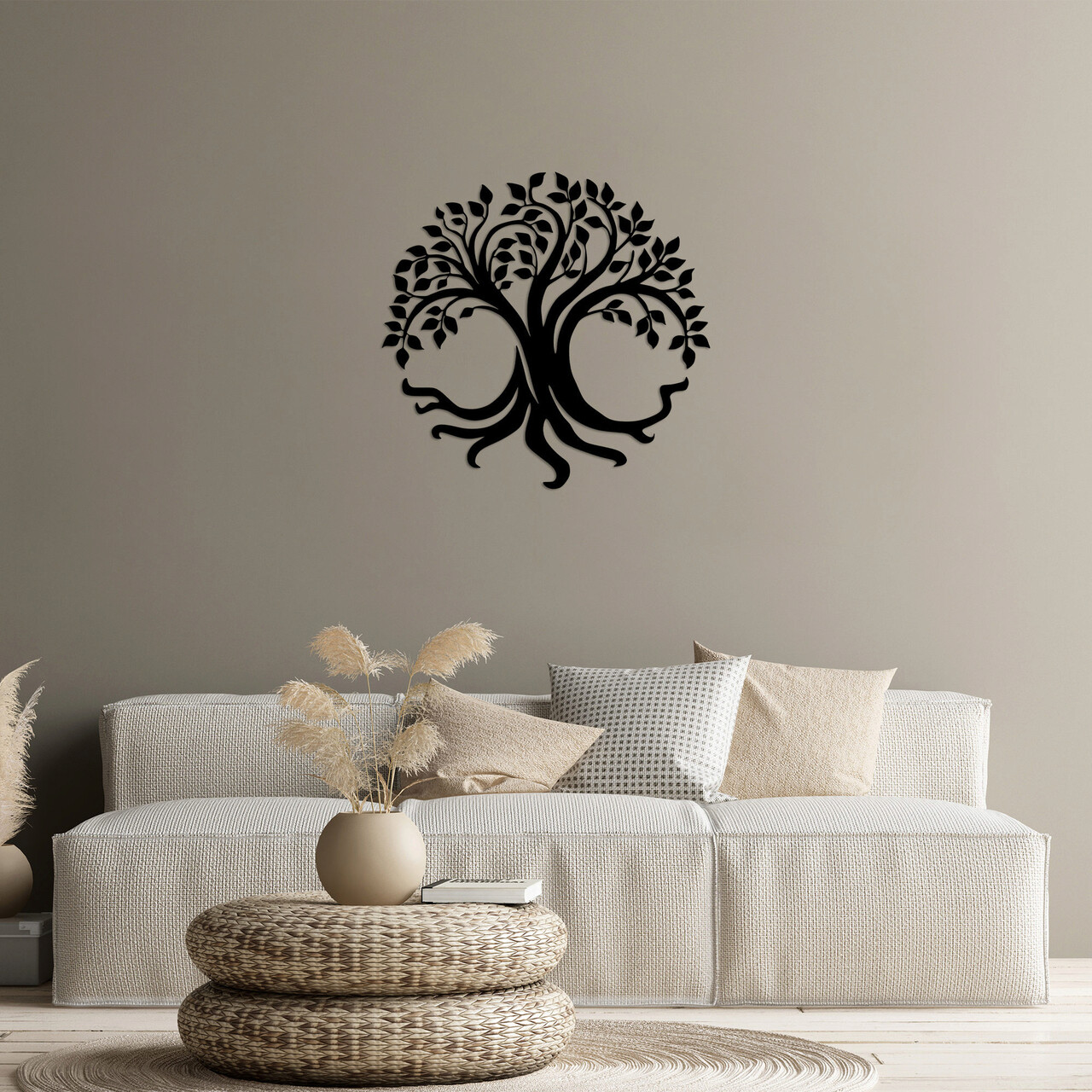 Decoratiune de perete, Tree Of Life, Metal, Dimensiune: 71 x 69 cm, Negru - 1 | YEO