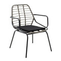 Set mobilier de gradina 3 piese Naoki Comfy, Pakoworld, masa cu 2 scaune, metal/ratan sintetic, negru/gri