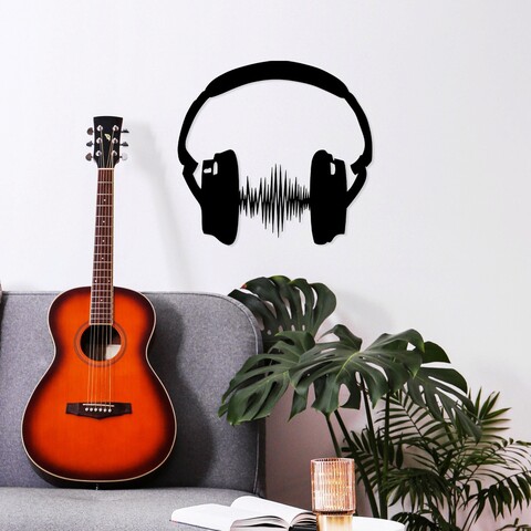 Decoratiune de perete, Just Music, Metal, Dimensiune: 70 x 66 cm, Negru