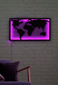 Decoratiune luminoasa LED, World Map 2, MDF, 60 LED-uri, Roz