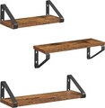 Set 3 rafturi de perete Industrial, Vasagle, 30/35/40 cm, otel/PAL, maro rustic