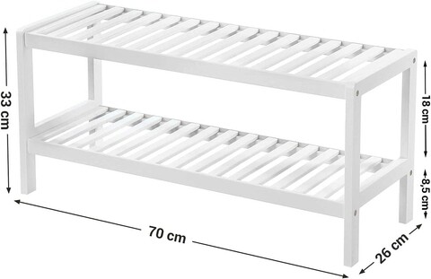 Pantofar Vasagle, 70 x 26 x 33 cm, bambus, alb